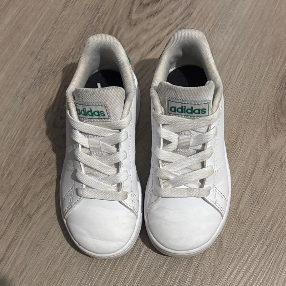 Adidas Kids White and Green Sneakers